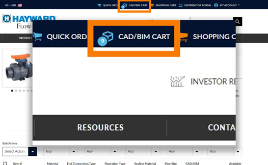 CAD/BIM Cart in top toolbar